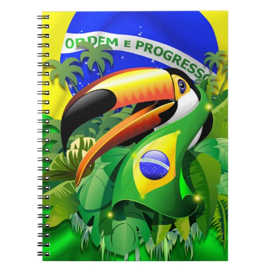 Carnet Toco Toucan avec drapeau brésilien (Devant)