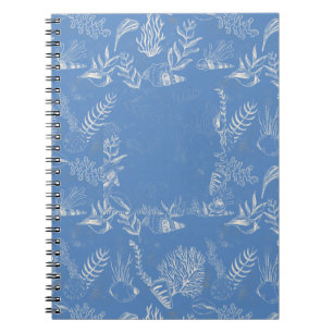 Carnet Toile bleu océan élégant