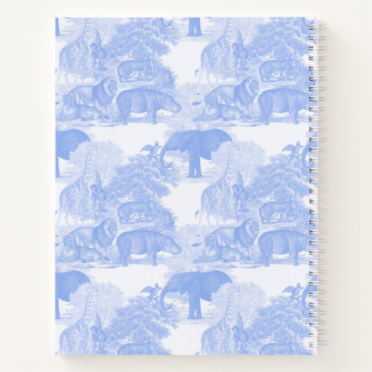 Carnet Toile Bleue Animaux Safari Chinoiserie Baby Boy (Dos)