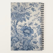 Carnet Toile de Jouy aux fleurs bleues | votre nom (Verso)