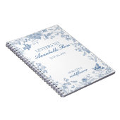 Carnet Toile de Jouy Bleue Fleurs Lettres à la Fille qui  (Côté Droit)