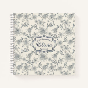 Carnet Toile de Jouy botanique oiseau personnalisé vintag