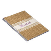 Carnet Toile de jute avec la dentelle sensible - (Côté Droit)