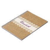 Carnet Toile de jute avec la dentelle sensible - (Côté gauche)