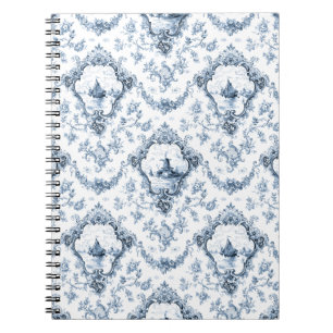 Carnet Toile florale gravée avec moulin à vent et bateaux