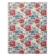 Toile française & Toile de Jouy. Roses bleues et r