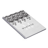 Carnet Toile grise fascinante rustique et monogramme noir (Côté Droit)