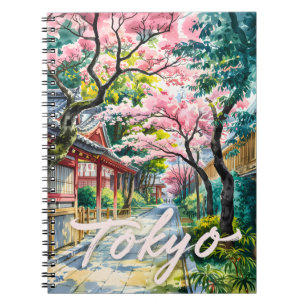 Carnet Tokyo Cerisier Fleur Aquarelle Japon Traditionnel
