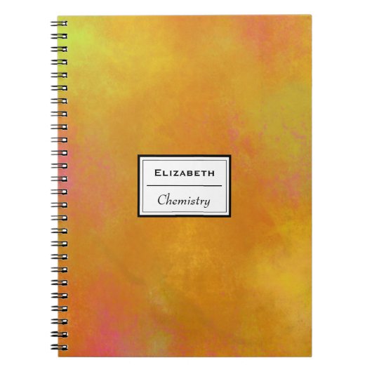 Carnet Tons Abstraits chauds en orange jaune et rose (Devant)
