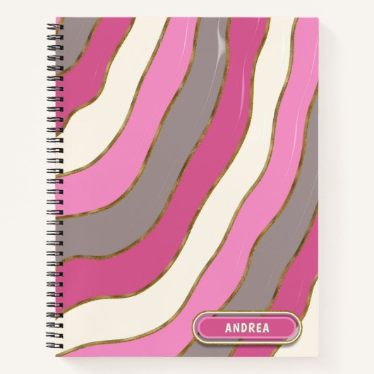 Carnet Tons blancs gris rose mou Super Rayures (Devant)