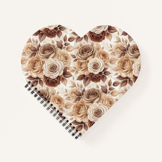 Carnet Tons café Floral Rose Motif (Devant)