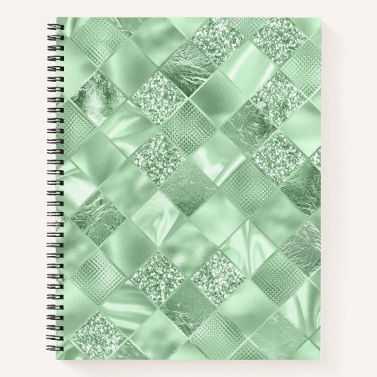 CARNET TONS DE DIAMONDE VERT SHIMMER PLAID (Devant)
