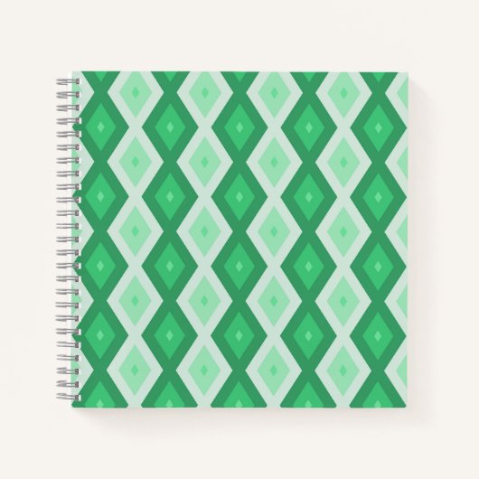 Carnet Tons de motif diamant vert (Devant)