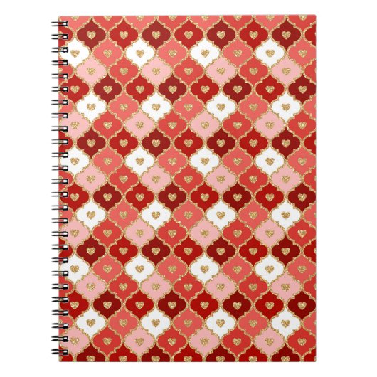 CARNET TONS DE ROUGE ROUGE OR ORNATE VALENTINE MOTIF (Devant)