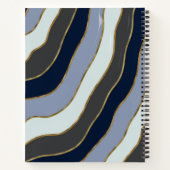 Carnet Tons Gris Blanc Or Moderne Stripes Wavy Sujet (Dos)