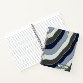 Carnet Tons Gris Blanc Or Moderne Stripes Wavy Sujet (Intérieur)