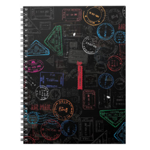 Carnet Tons Noirs Voyageant Timbres Pasports.