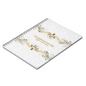 Carnet Tons or blanc et élégant Cadre en dentelle florale (Côté gauche)