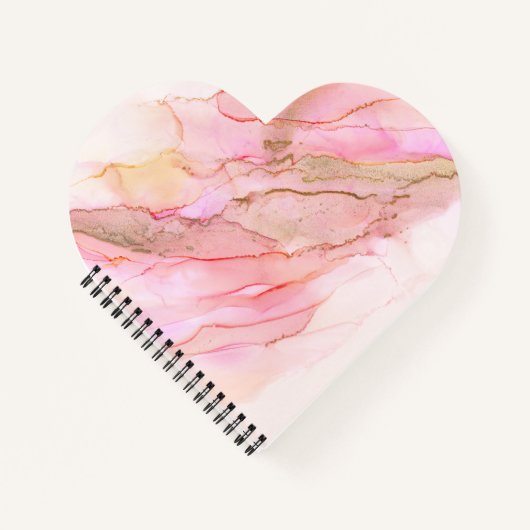 Carnet Tons roses dans les nuages d'encre avec or (Devant)