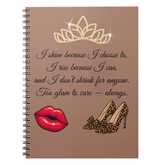Carnet Too Glam To Care – Chic Quote (Devant)
