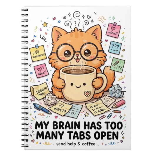 Carnet Too Many Tabs - Funny Cat Notebook (Devant)