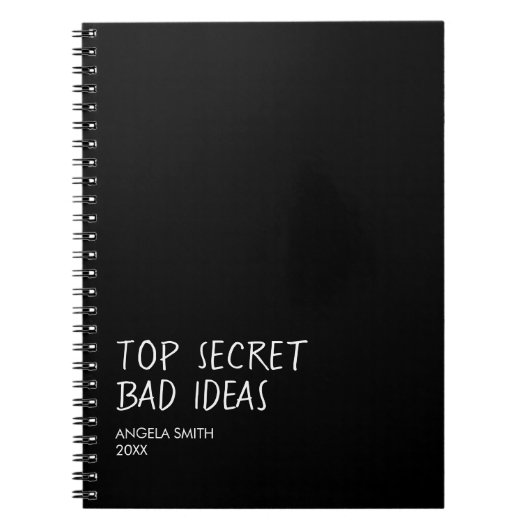 Carnet Top Secret Bad Ideas Notebook – Funny Dark Humor (Devant)