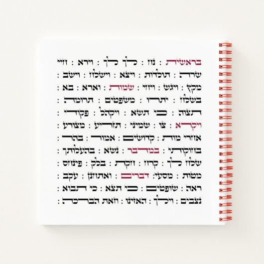 Carnet Torah Parshiot Parshas Lectures hebdomadaires en h (Dos)