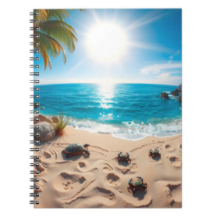 Carnet Tortue de mer à l'aquarelle sarcelle Zen côtier