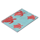 Carnet Tortue de mer de vert rouge et bleu (Côté gauche)