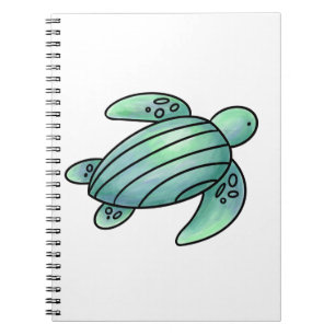Carnet tortue de mer peinte à l'aquarelle dessin animé bl