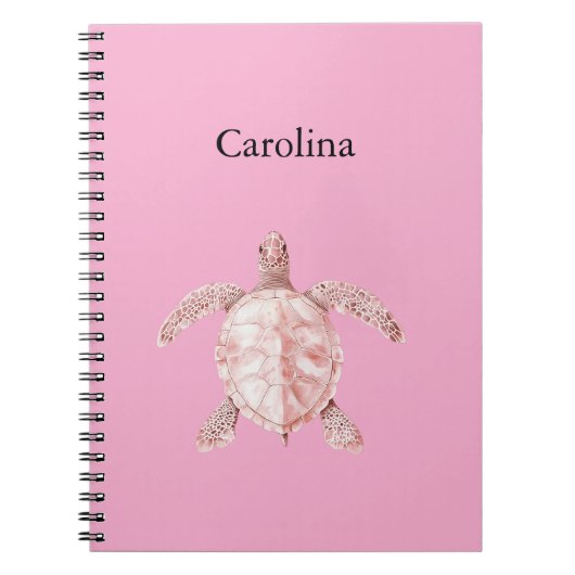 Carnet Tortue de mer rose (Devant)