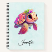 Carnet Tortue de mer rose Whimsical & mignon (Devant)