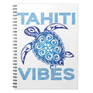 Carnet Tortue de mer tribale bleue polynésienne vibes Tah