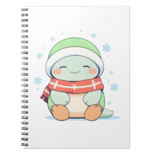 Carnet Tortue d'hiver Cozy avec Dessin Kawaii Écharpe