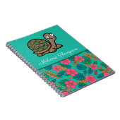 Carnet Tortue drôle Motif floral Nom personnalisé  (Côté Droit)