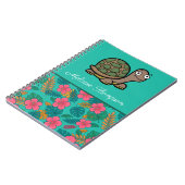 Carnet Tortue drôle Motif floral Nom personnalisé  (Côté gauche)