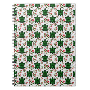 Carnet Tortue mignonne et motif floral sans couture