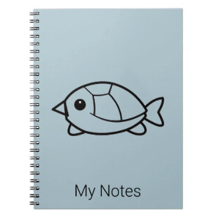 Carnet Tortue Mignonne Minimaliste Fil de Fer Pastel Bleu