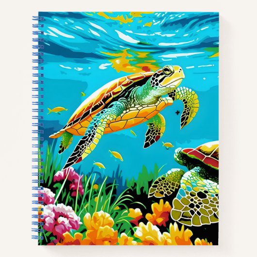 Carnet Tortue nageant dans la mer (Devant)