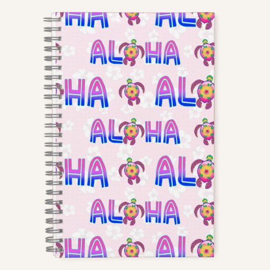 Carnet Tortue tropicale hawaïenne rose violet (Recto)