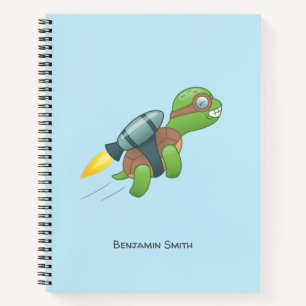 Carnet Tortue volante avec Jetpack bleu