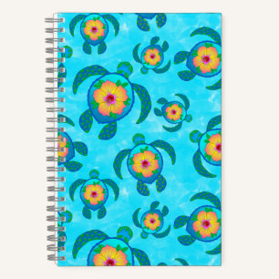 Carnet Tortues de mer de Honu bleu Hibiscus Fleurs