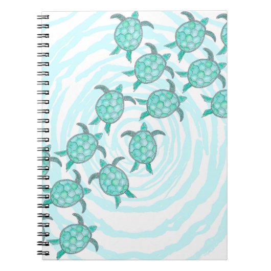 Carnet Tortues de mer turquoises d'aquarelle sur les (Devant)
