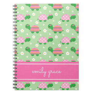 Carnet Tortues douces Tortues roses et vertes Preppy