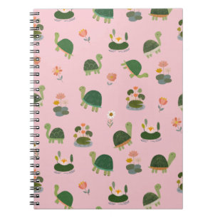 Carnet Tortues & nénuphars sur fond rose clair