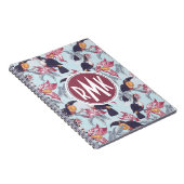 Carnet Toucans avec le monogramme exotique des fleurs | (Côté Droit)