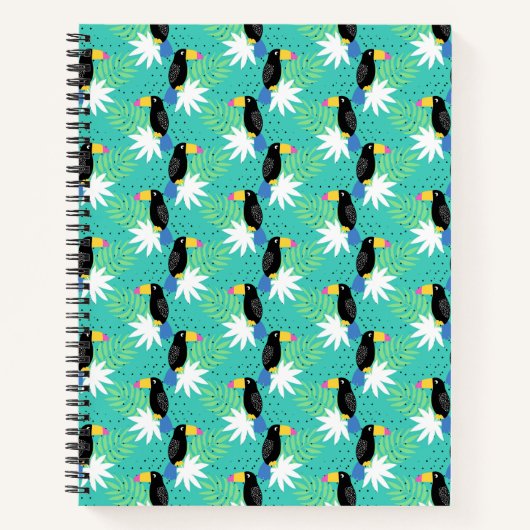 Carnet Toucans sur Turquoise (Devant)