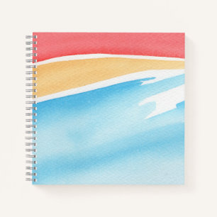 Carnet Touches de peinture aquarelle rouge orange et bleu