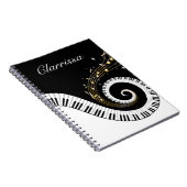 Carnet Touches de piano et notes de musique d'or (Côté Droit)