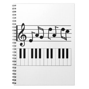 Carnet Touches de piano et notes musicales